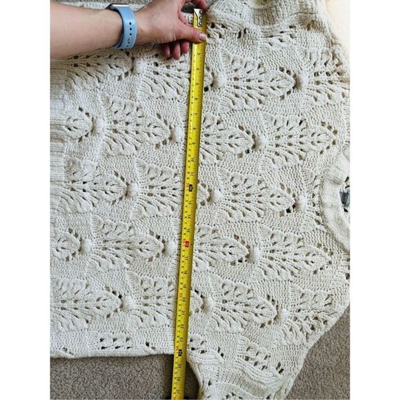 Aerie Cream Pointelle Chunky Knit Sweater Women’s Size S - Picture 9 of 11